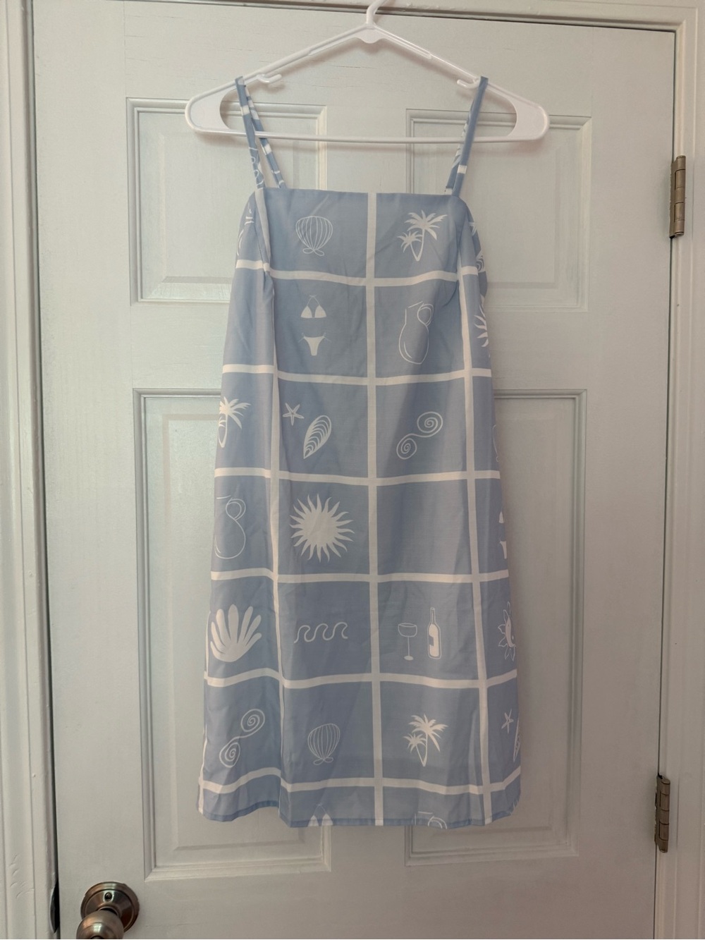 Girls' Light Blue Beach Tile Print Sundress